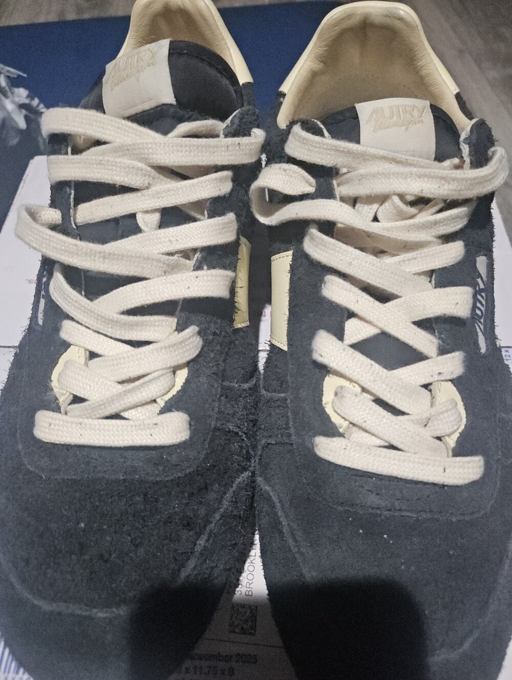 Men’s Low-Top Suede Sneakers in Black and Cream